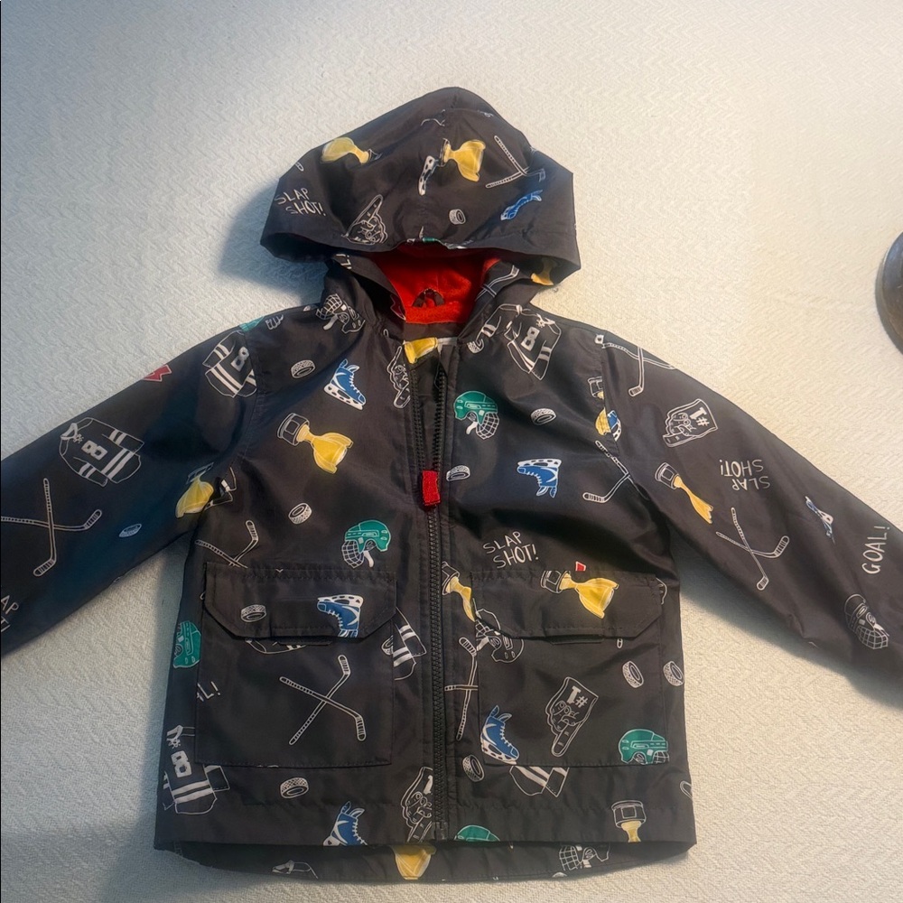 Carter's Kids Sports Print Raincoat - Black with Multicolor Accents